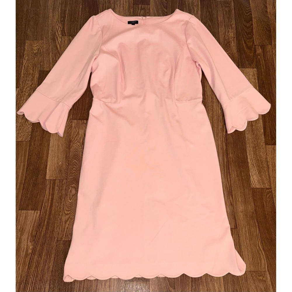 Talbots | Dresses | Talbots Petite Pink Scalloped Sheath Dress 34 Bell Sleeve 8p Vn953